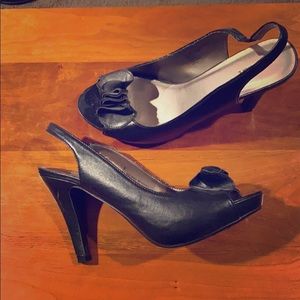 Black sling backs, size 9